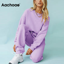 Load image into Gallery viewer, Aachoae Solid Casual Tracksuit Women Sports 2 Pieces Set Sweatshirts Pullover Hoodies Suit 2020